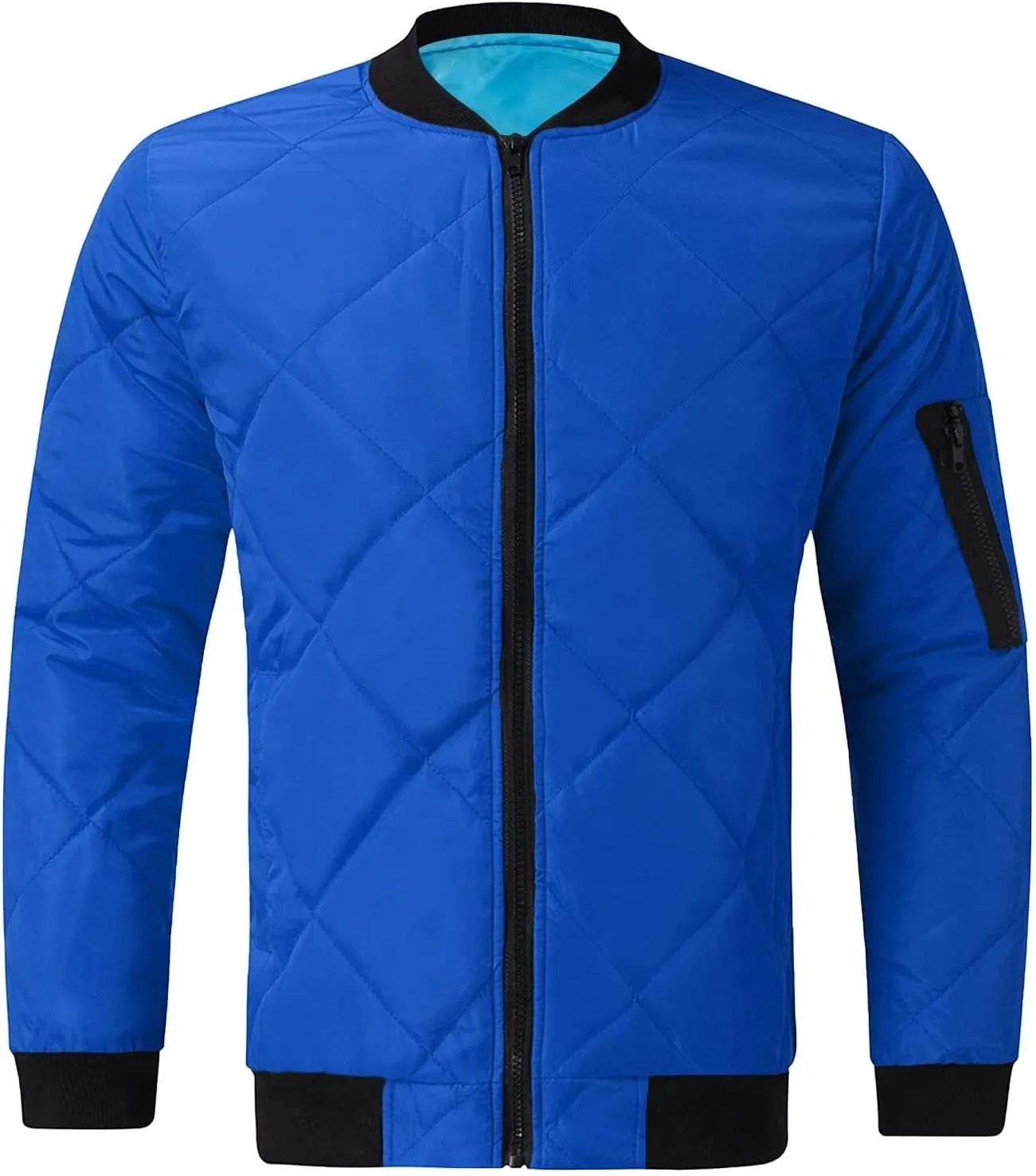 Men's Puffer Jacket Zip up Quilted Jacket Lightweight Packable Down Coat Casual Winter Jacket with Zipper Sleeve Pocket