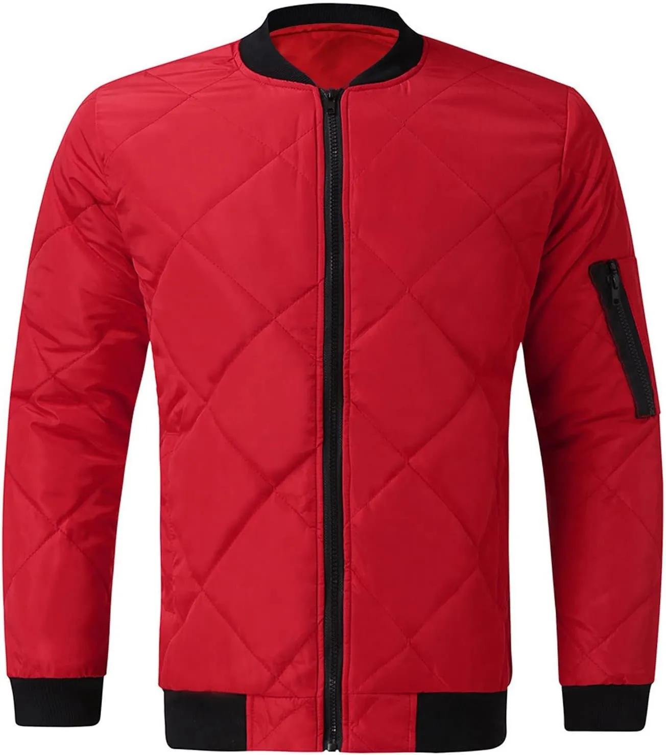 Men's Puffer Jacket Zip up Quilted Jacket Lightweight Packable Down Coat Casual Winter Jacket with Zipper Sleeve Pocket