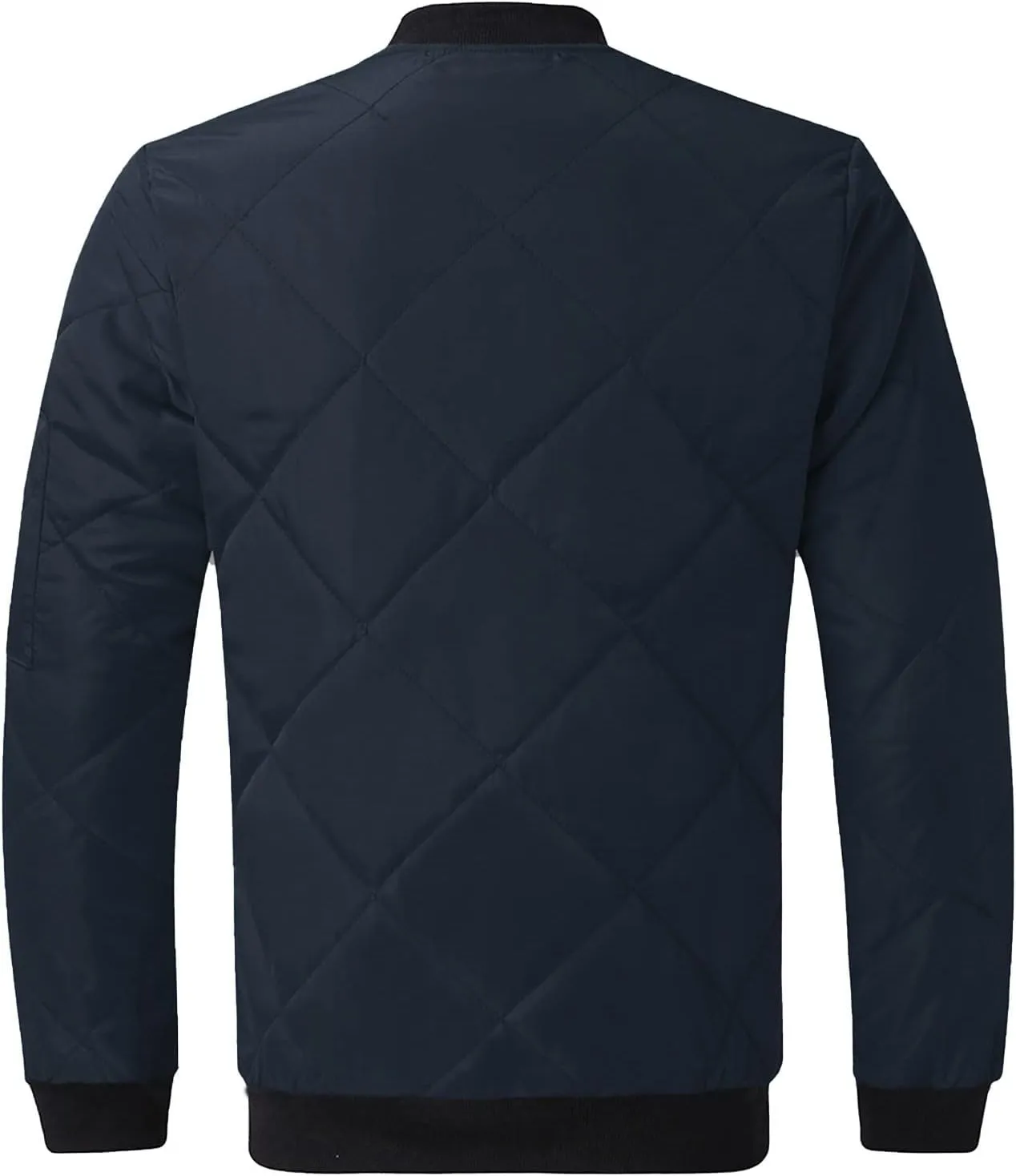 Men's Puffer Jacket Zip up Quilted Jacket Lightweight Packable Down Coat Casual Winter Jacket with Zipper Sleeve Pocket