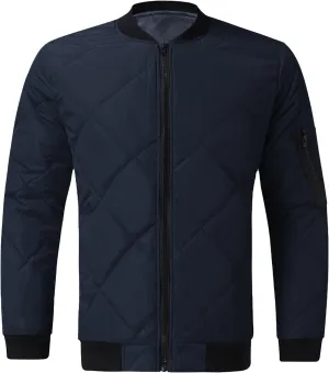 Men's Puffer Jacket Zip up Quilted Jacket Lightweight Packable Down Coat Casual Winter Jacket with Zipper Sleeve Pocket