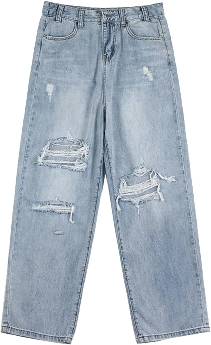 Men's Regular Fit Comfort Jean Workwear Jeans Straight Pants Washed Old Loose Fashion Casual Jeans Cut Jeans for Man