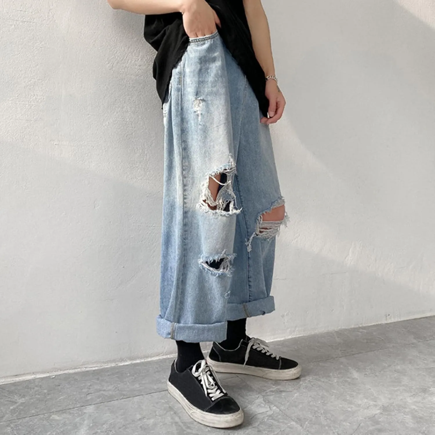 Men's Regular Fit Comfort Jean Workwear Jeans Straight Pants Washed Old Loose Fashion Casual Jeans Cut Jeans for Man