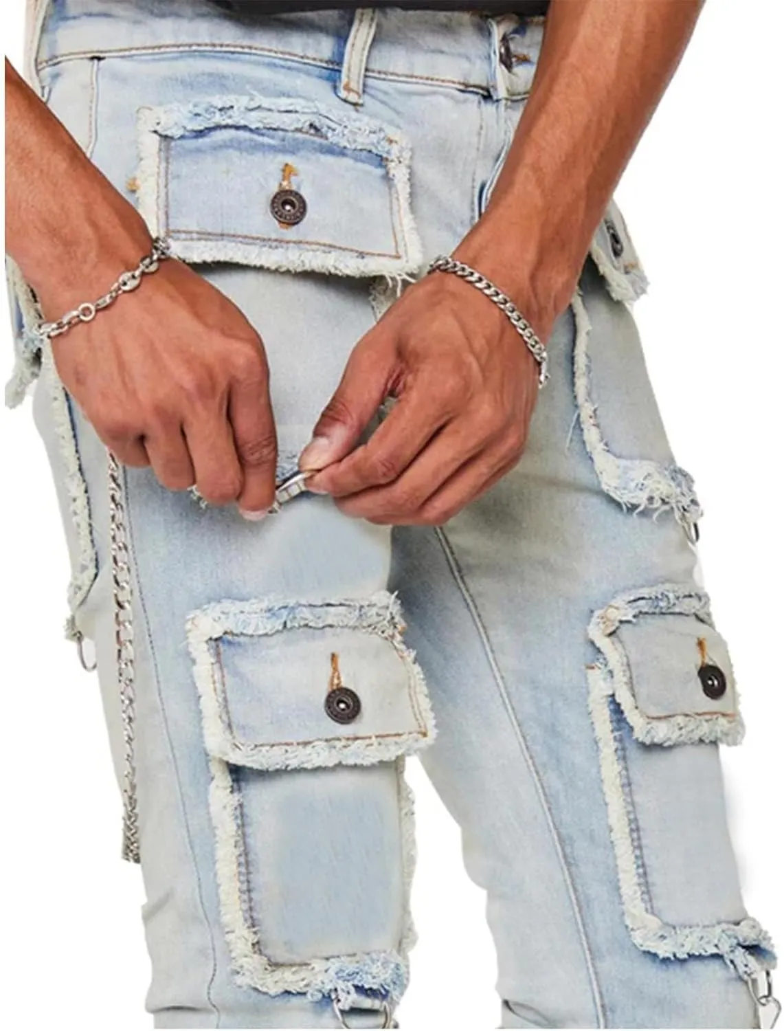 Men's Regular Fit Comfort Jean Workwear Jeans Straight Pants Washed Old Loose Fashion Casual Jeans Cut Jeans for Man