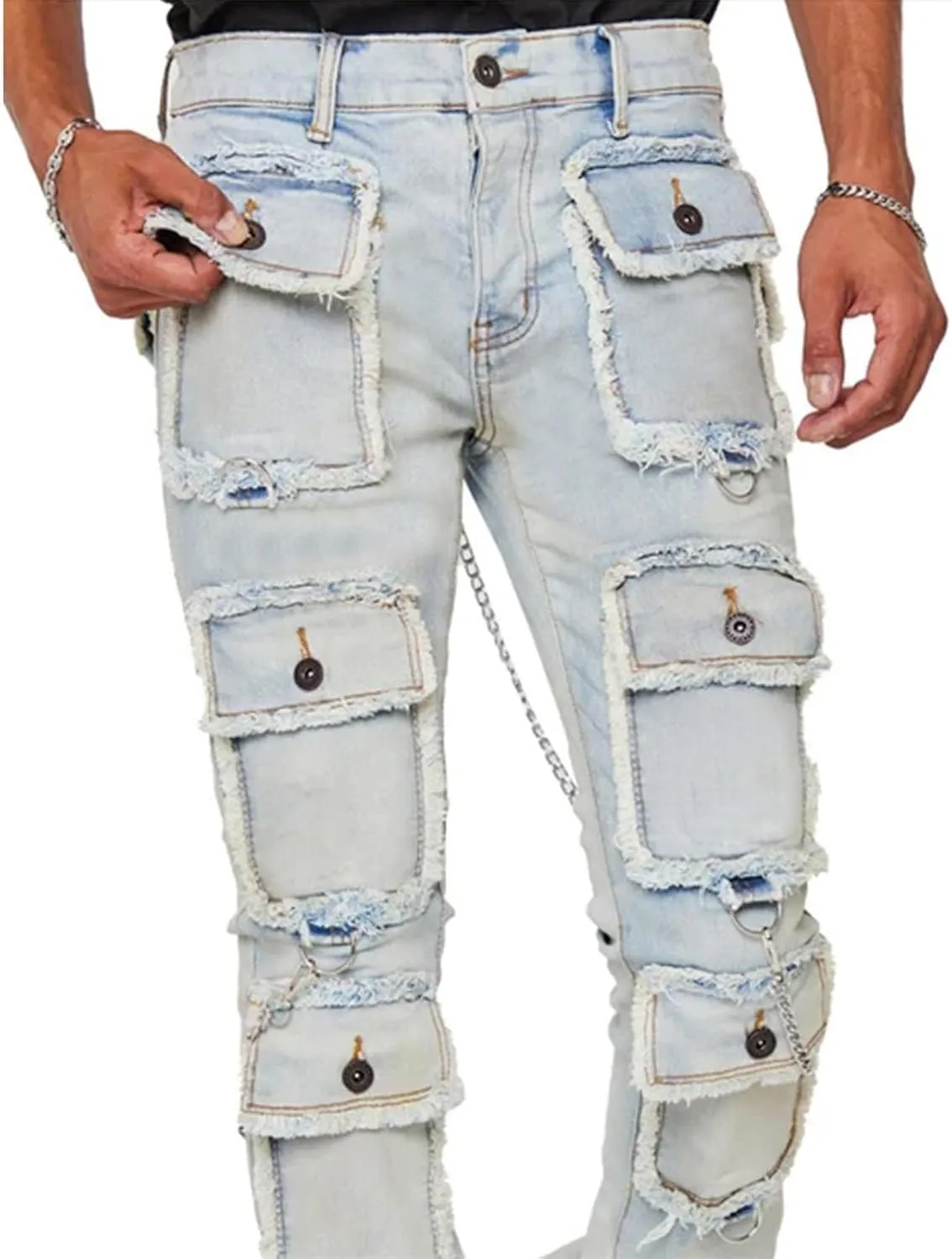 Men's Regular Fit Comfort Jean Workwear Jeans Straight Pants Washed Old Loose Fashion Casual Jeans Cut Jeans for Man