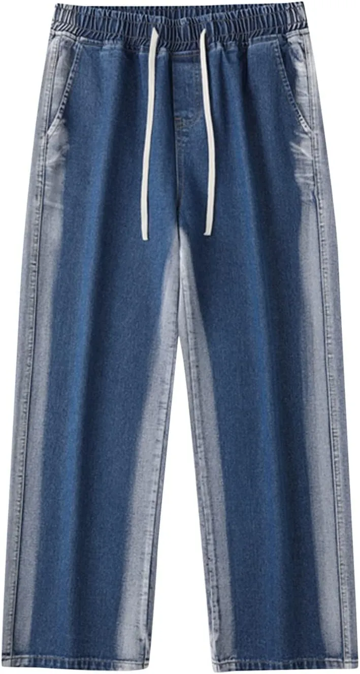 Men's Regular Fit Comfort Jean Workwear Jeans Straight Pants Washed Old Loose Fashion Casual Jeans Cut Jeans for Man