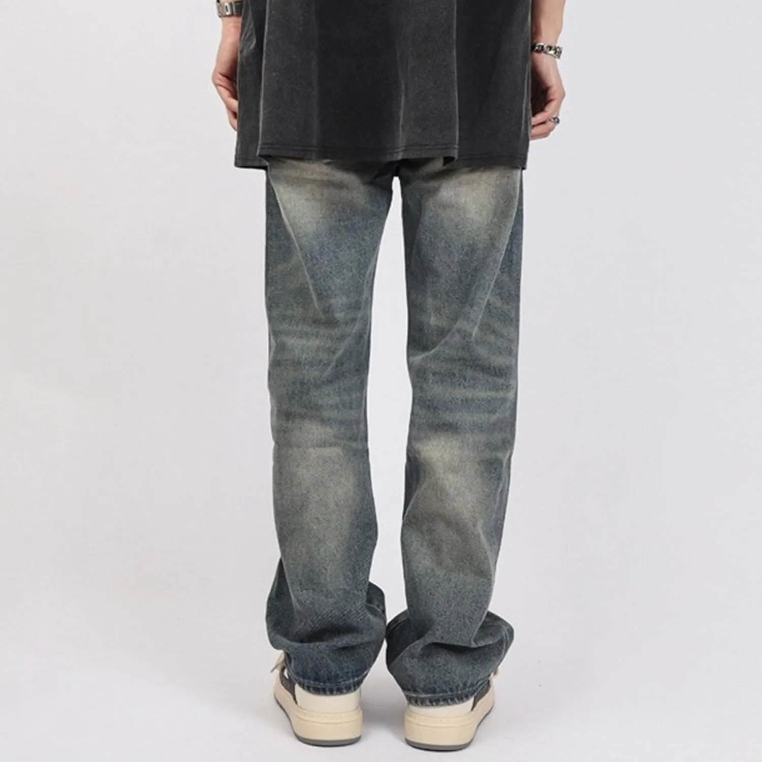 Men's Relaxed Fit Distressed Streetwear Jeans Ripped Casual Hip Hop Denim Pants Regular Washed Straight Leg Jeans