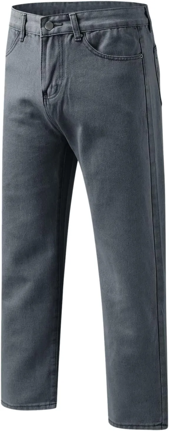 Mens Stretch Jeans Relaxed Fit Work Jeans Comfortable Stretch Denim Tactical Jeans Medium Wash Bottom Jeans