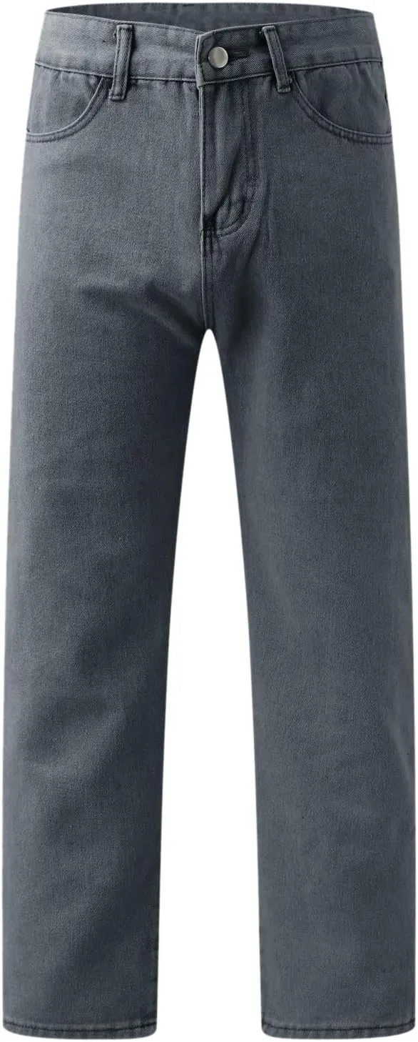 Mens Stretch Jeans Relaxed Fit Work Jeans Comfortable Stretch Denim Tactical Jeans Medium Wash Bottom Jeans