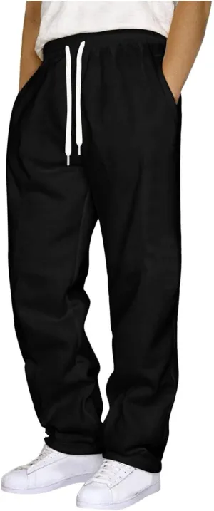 Men's Sweatpants Joggers Baggy Fleece Drawstring Elastic Waist Casual Gym Athletic Sweatpants for Men with Pockets
