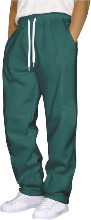 Men's Sweatpants Joggers Baggy Fleece Drawstring Elastic Waist Casual Gym Athletic Sweatpants for Men with Pockets