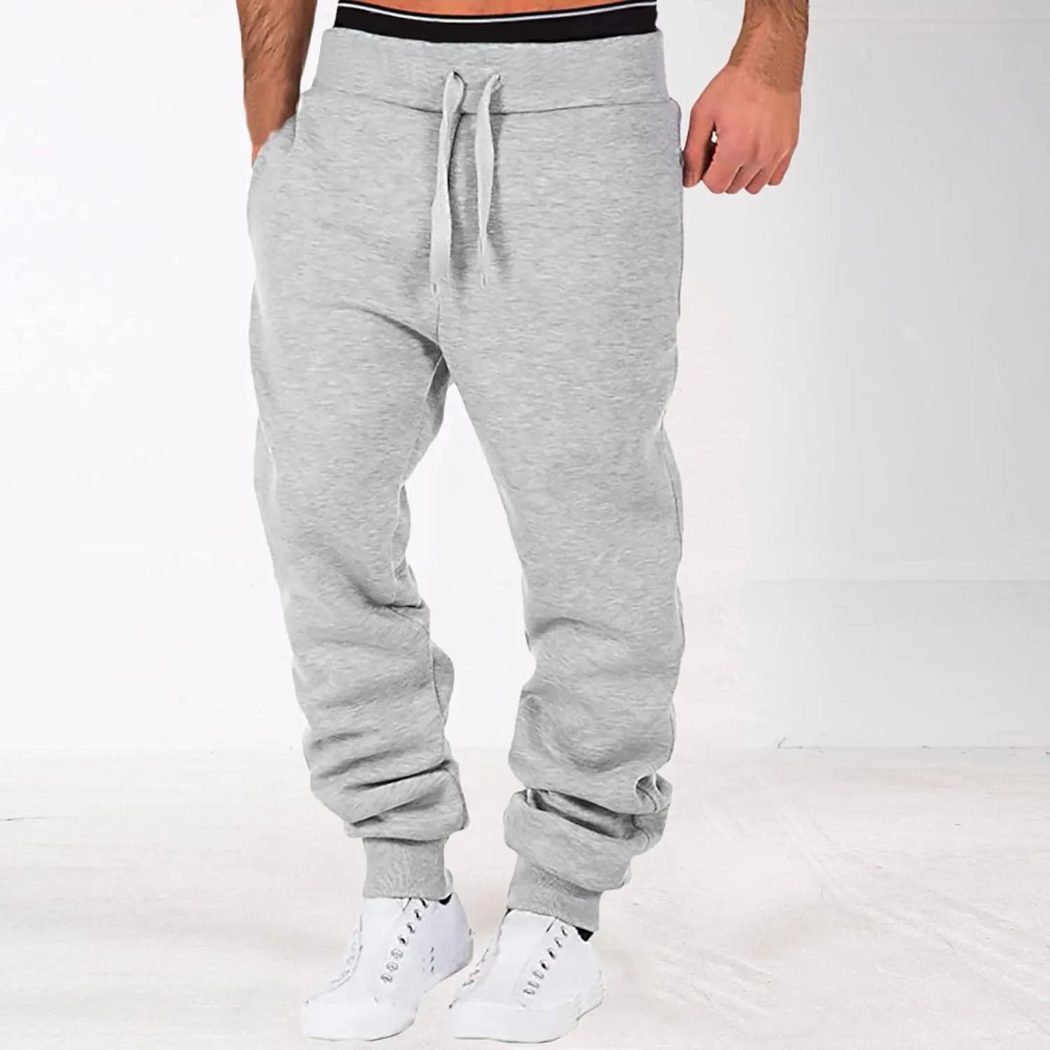 Mens Sweatpants Joggers Pants Man Sherpa Fleece Lined Sweatpants Thicken Active Jogging Workout Trousers Casual Cargo