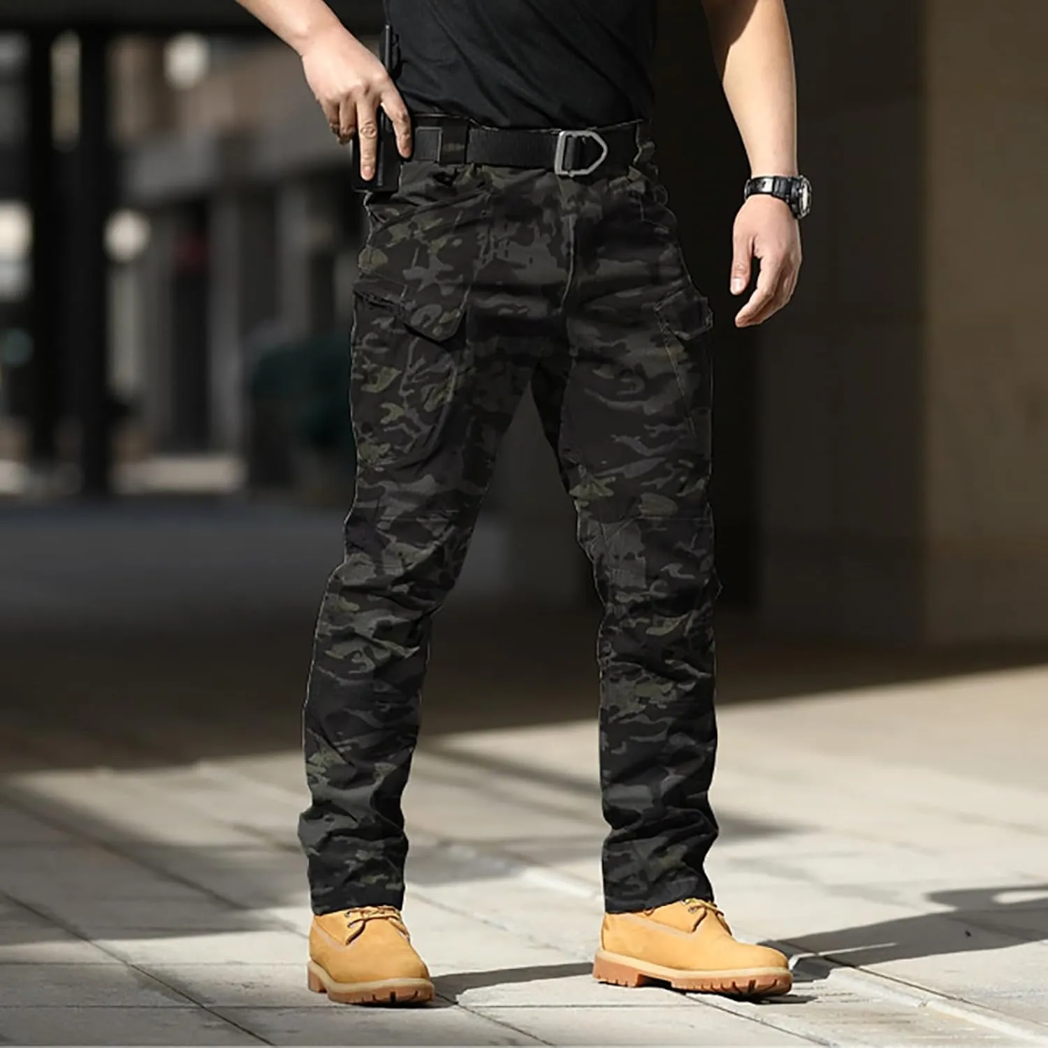 Mens Tactical Cargo Pants Mens Casual Pants Elastic Waist Restaurant Pants for Mens Lounge Sweatpants Camp Pants