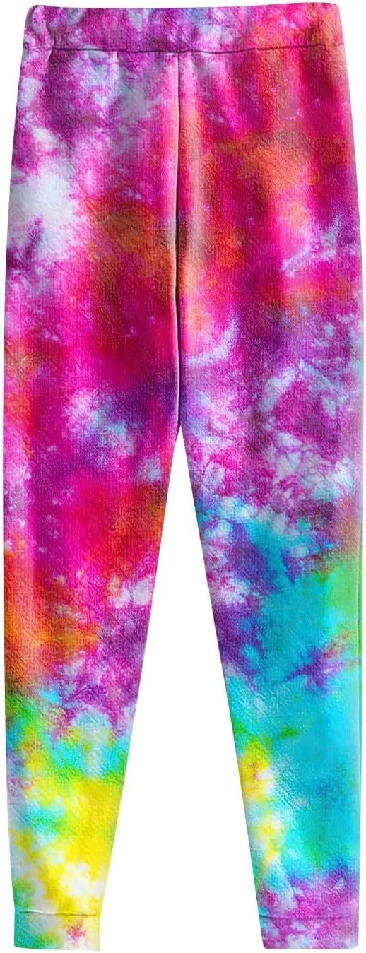 Mens Tie-Dye Sweatsuit 2 Piece Autumn Tracksuit Casual Solid Jogger Sport Hoodies and Sweatpant Set Loose Outfit
