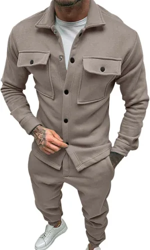 Mens Tracksuit 2 Piece Hoodie Solid Color Zipper Sweater Pants Sports Set Casual Sweatsuit Sets for Men Mens