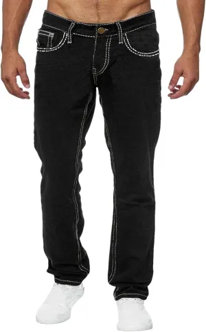 Men's Vintage Fit Washed Jeans Casual High Waist with Ripped Jeans with Pockets