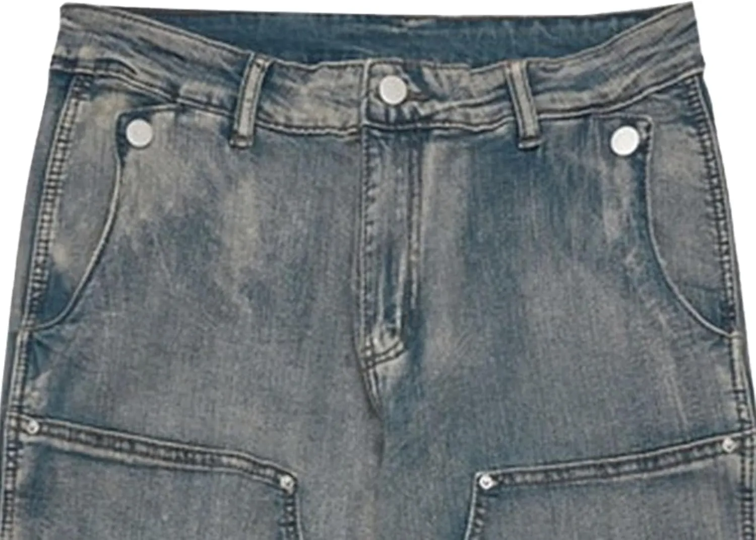 Men's Wide Leg Double-Front Jeans Fashion Casual Tapered Denim Jeans Relaxed Fit Washed Streetwear Jeans