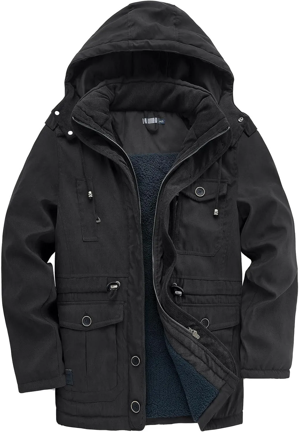 Men's Winter Coats Military Utility Jacket Fleece Lined Cargo Jacket Hooded Parka Coat Warm Hiking Coat Thermal Outwear