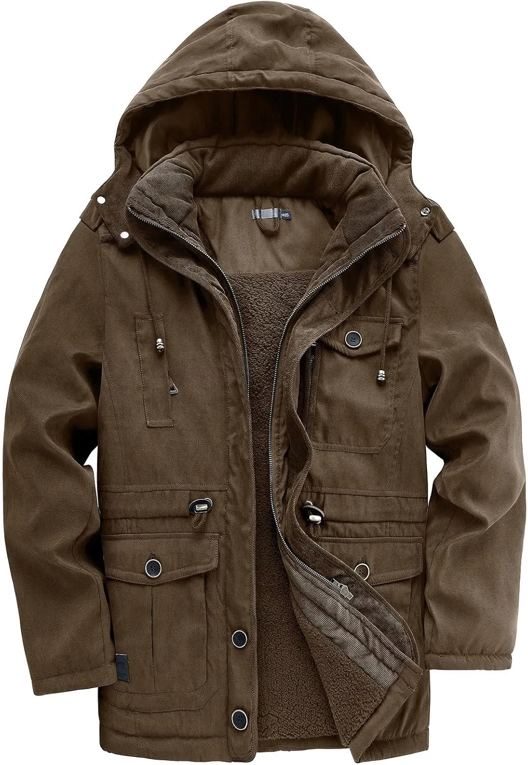 Men's Winter Coats Military Utility Jacket Fleece Lined Cargo Jacket Hooded Parka Coat Warm Hiking Coat Thermal Outwear