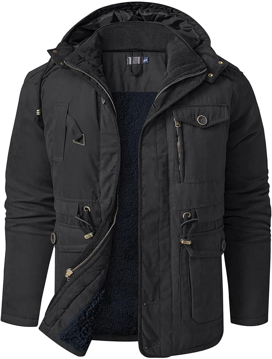 Men's Winter Coats Military Utility Jacket Fleece Lined Cargo Jacket Hooded Parka Coat Warm Hiking Coat Thermal Outwear