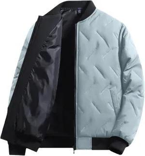 Men's Winter Jacket Collar Puffer Jacket Lightweight Flight Jacket Plus Size Down Coat Zip up Padded Coat Casual Jacket