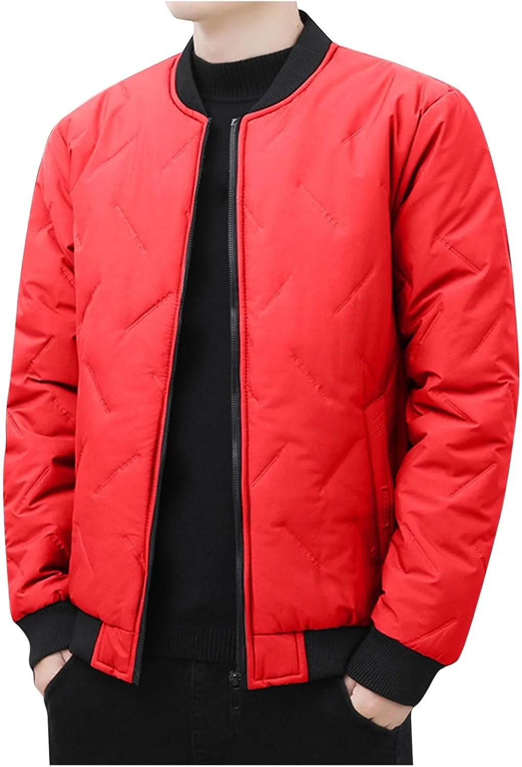 Men's Winter Jacket Collar Puffer Jacket Lightweight Flight Jacket Plus Size Down Coat Zip up Padded Coat Casual Jacket