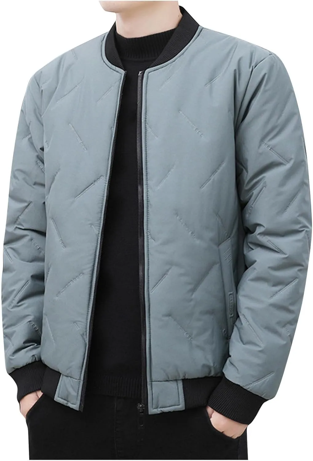 Men's Winter Jacket Collar Puffer Jacket Lightweight Flight Jacket Plus Size Down Coat Zip up Padded Coat Casual Jacket