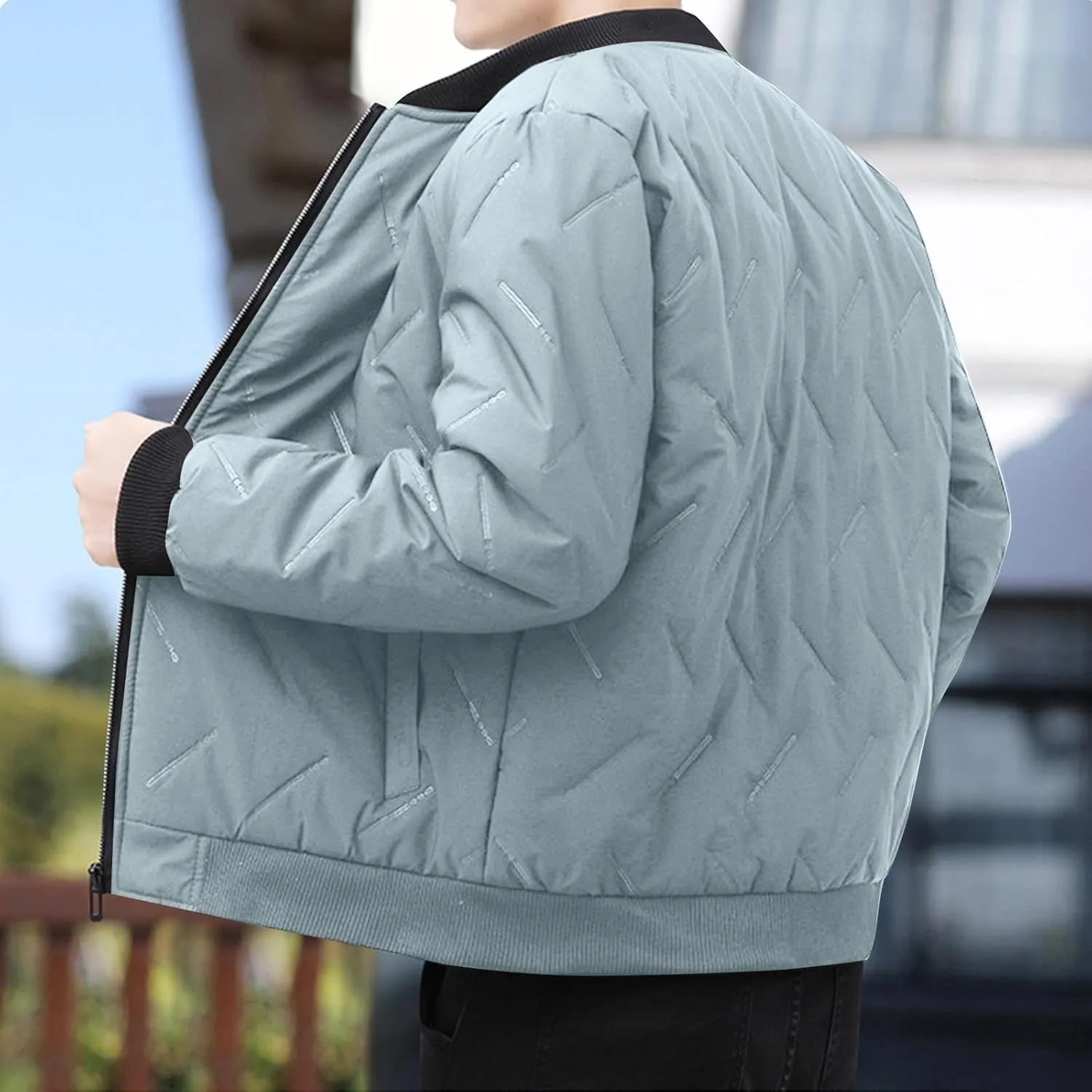 Men's Winter Jacket Collar Puffer Jacket Lightweight Flight Jacket Plus Size Down Coat Zip up Padded Coat Casual Jacket