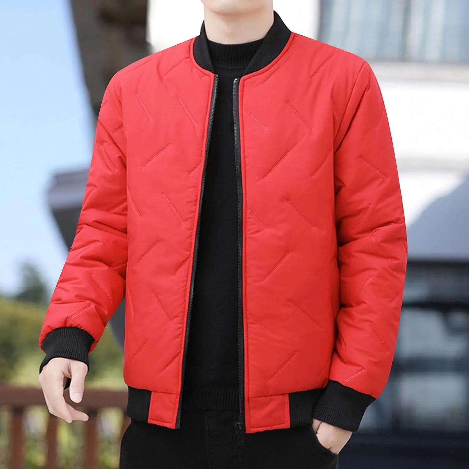 Men's Winter Jacket Collar Puffer Jacket Lightweight Flight Jacket Plus Size Down Coat Zip up Padded Coat Casual Jacket