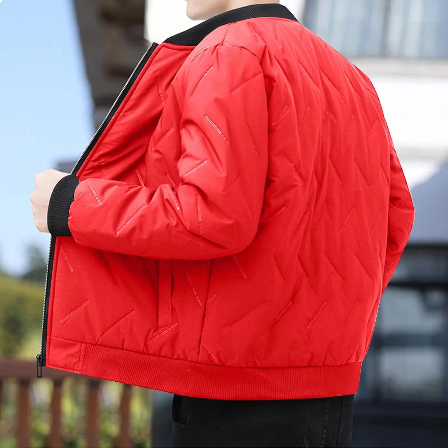Men's Winter Jacket Collar Puffer Jacket Lightweight Flight Jacket Plus Size Down Coat Zip up Padded Coat Casual Jacket