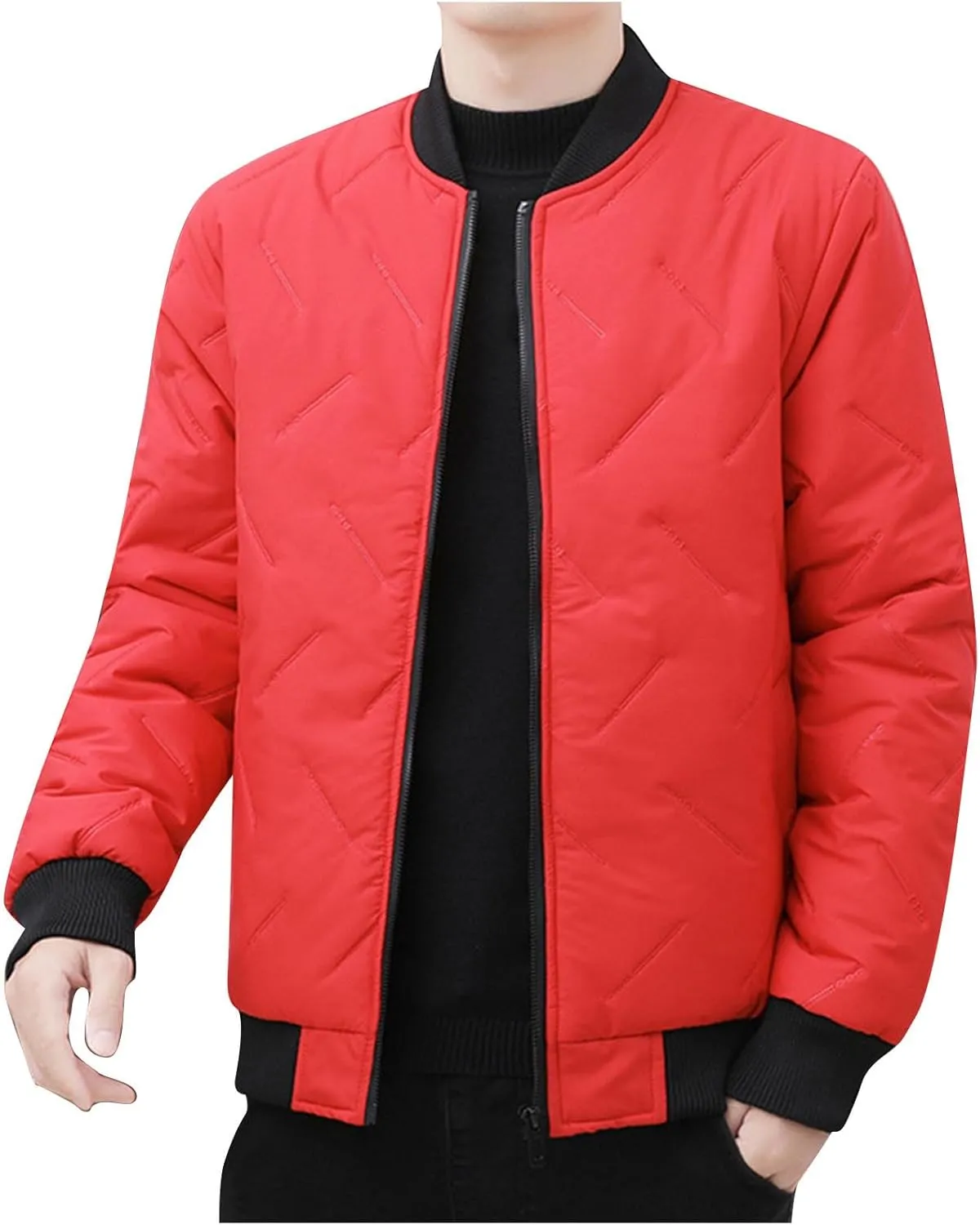 Men's Winter Jacket Collar Puffer Jacket Lightweight Flight Jacket Plus Size Down Coat Zip up Padded Coat Casual Jacket