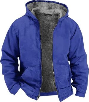 Men's Winter Waterproof Full Zip Coat Hooded Fleece Lining Sport Jacket Zip-Up Hoodie Heavy Tie Dye Thermal Outwear