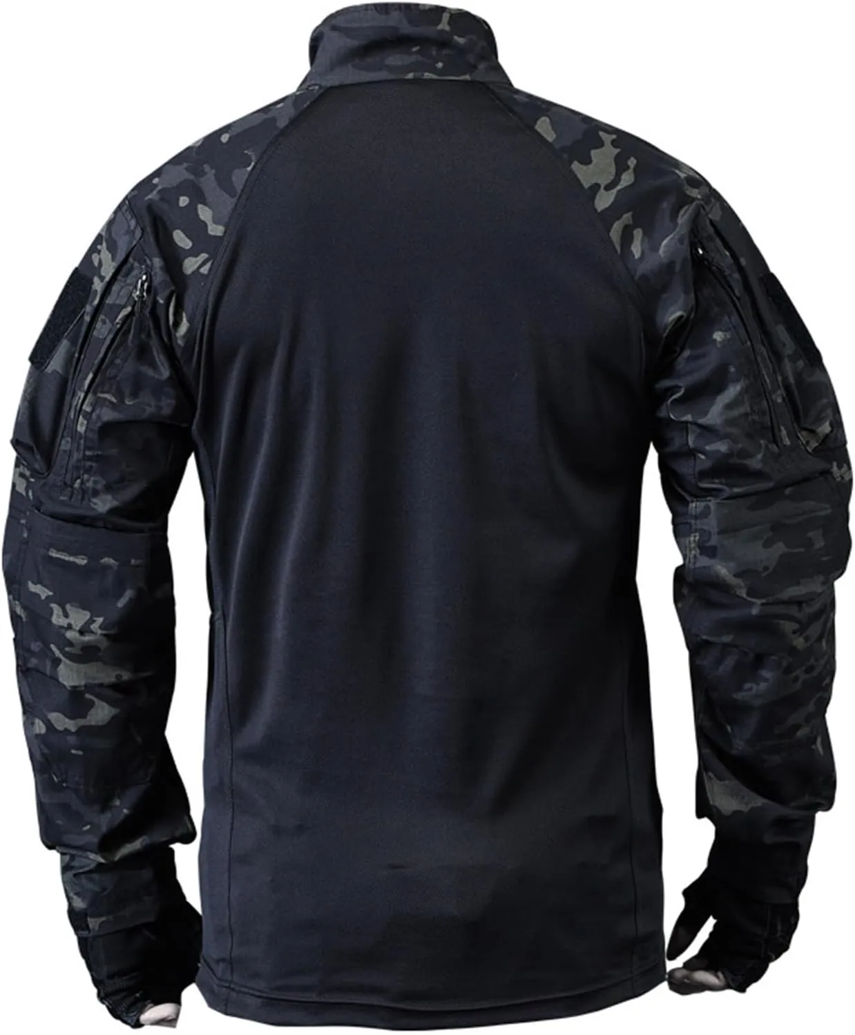 Military Training T Shirt for Men,Mens Camo Long Sleeve Tactical Shirts Outdoor 1/4 Zip Slim Fit Assault Combat Shirt