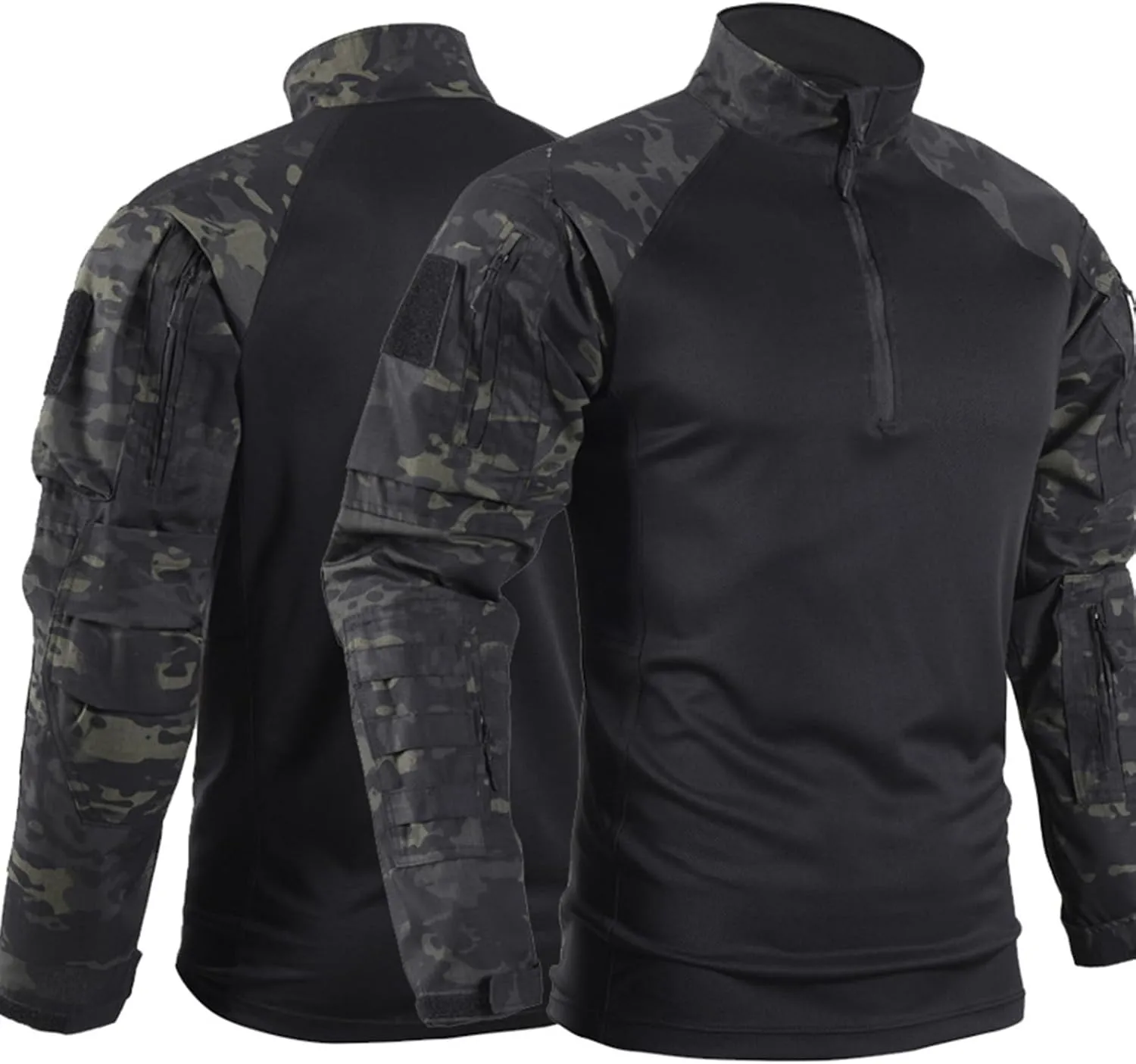 Military Training T Shirt for Men,Mens Camo Long Sleeve Tactical Shirts Outdoor 1/4 Zip Slim Fit Assault Combat Shirt