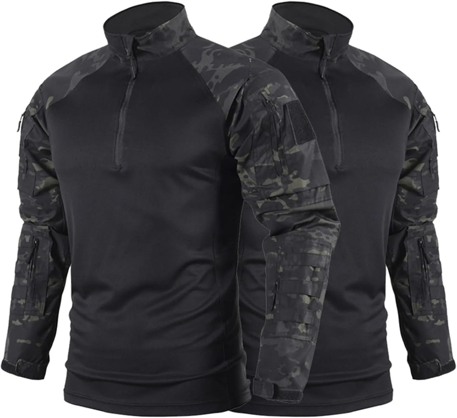 Military Training T Shirt for Men,Mens Camo Long Sleeve Tactical Shirts Outdoor 1/4 Zip Slim Fit Assault Combat Shirt