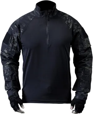 Military Training T Shirt for Men,Mens Camo Long Sleeve Tactical Shirts Outdoor 1/4 Zip Slim Fit Assault Combat Shirt