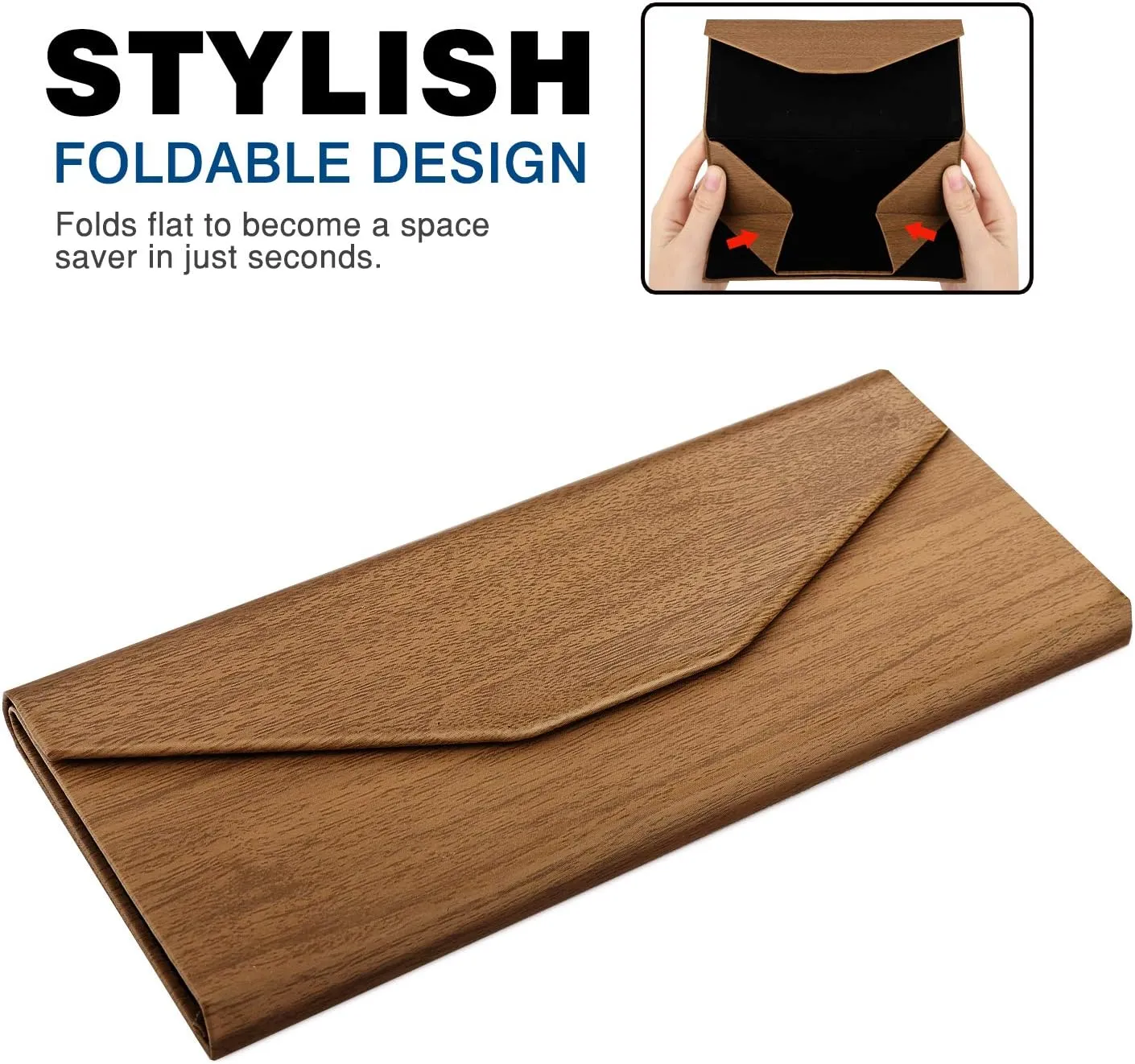 MoKo Foldable Glasses Sunglasses Case, PU Portable Eyeglass Case for Men Women