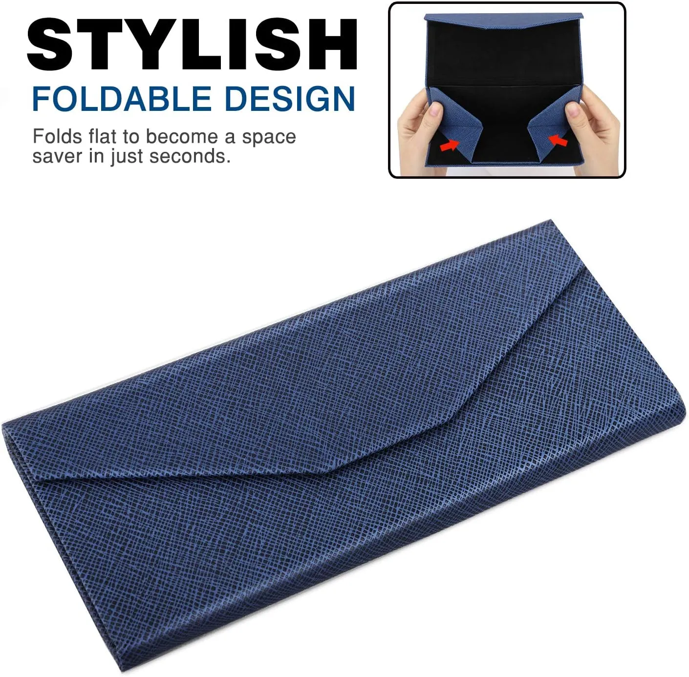 MoKo Foldable Glasses Sunglasses Case, PU Portable Eyeglass Case for Men Women