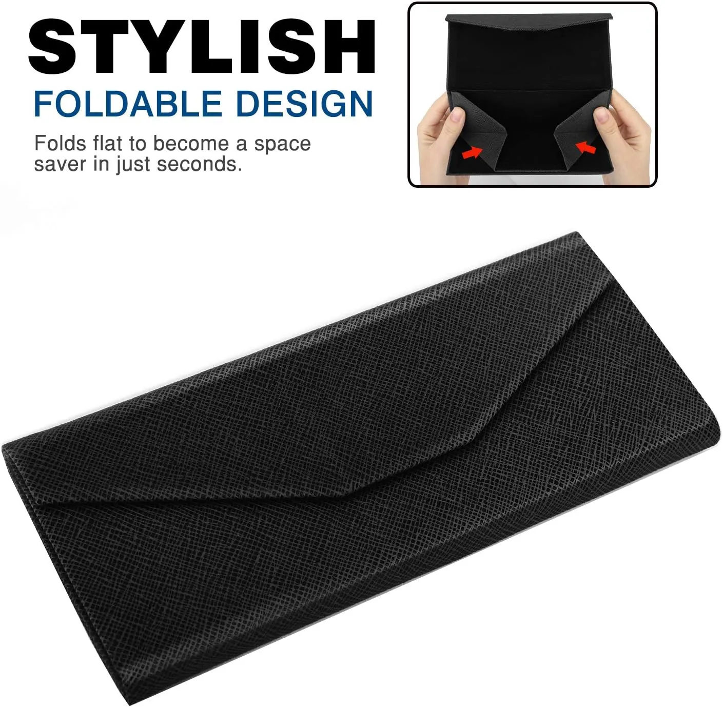 MoKo Foldable Glasses Sunglasses Case, PU Portable Eyeglass Case for Men Women