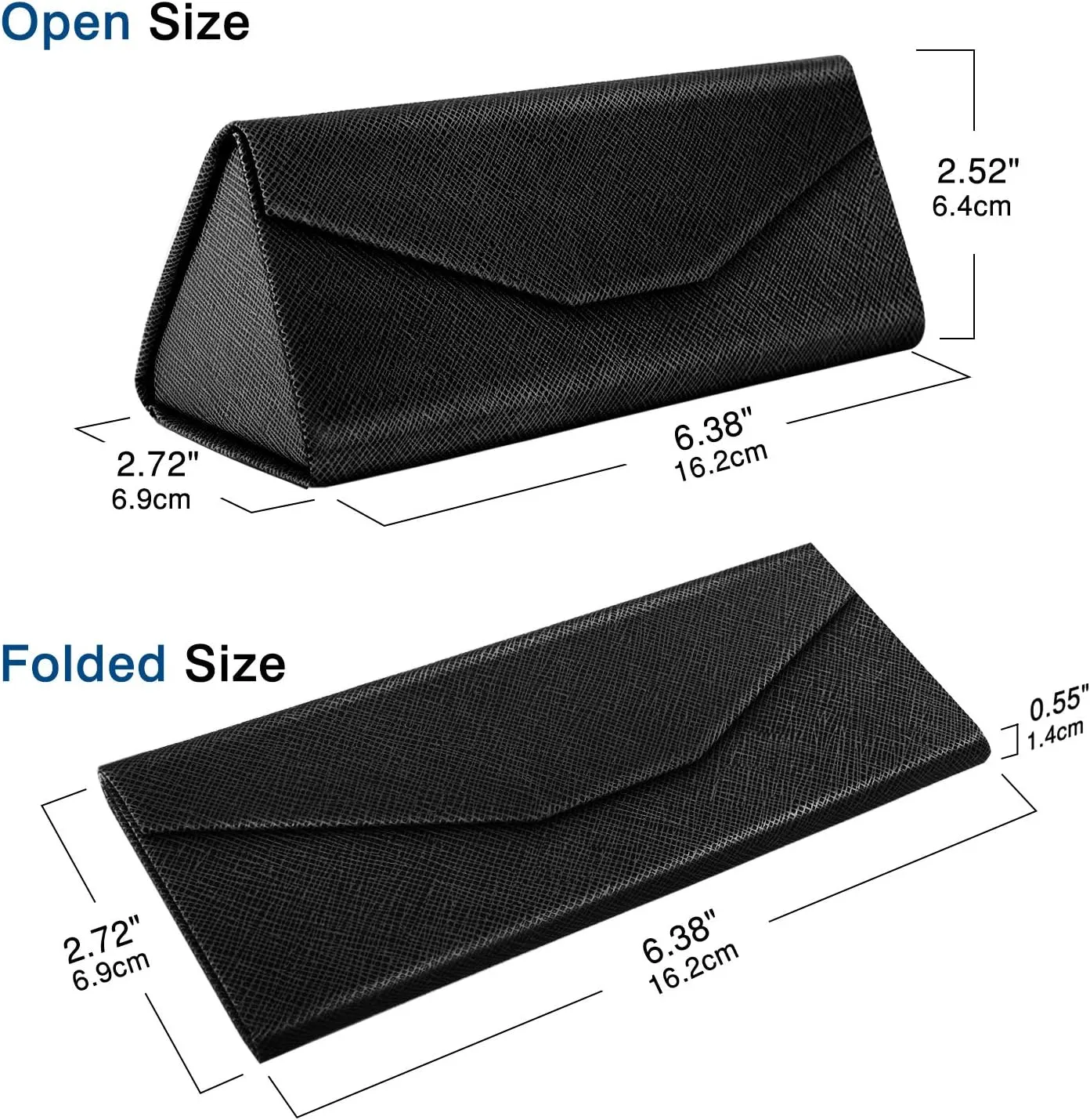 MoKo Foldable Glasses Sunglasses Case, PU Portable Eyeglass Case for Men Women