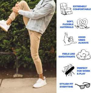 Mugsy Men’s Chino Joggers, Classic Fit, Stretch Khaki Joggers for Men, Comfortable, Flexible, True to Size