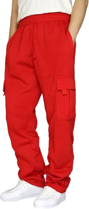 Multi-Pockets Drawstring Cargo Pant Men Solid Drawstring Vent Loose Straight Trousers Athletic Pant Plus Size M-5xl