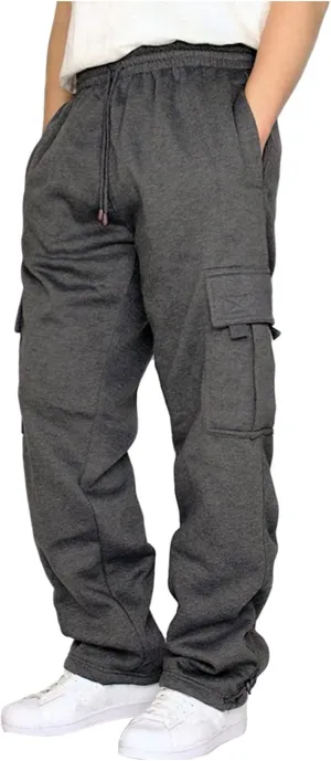 Multi-Pockets Drawstring Cargo Pant Men Solid Drawstring Vent Loose Straight Trousers Athletic Pant Plus Size M-5xl