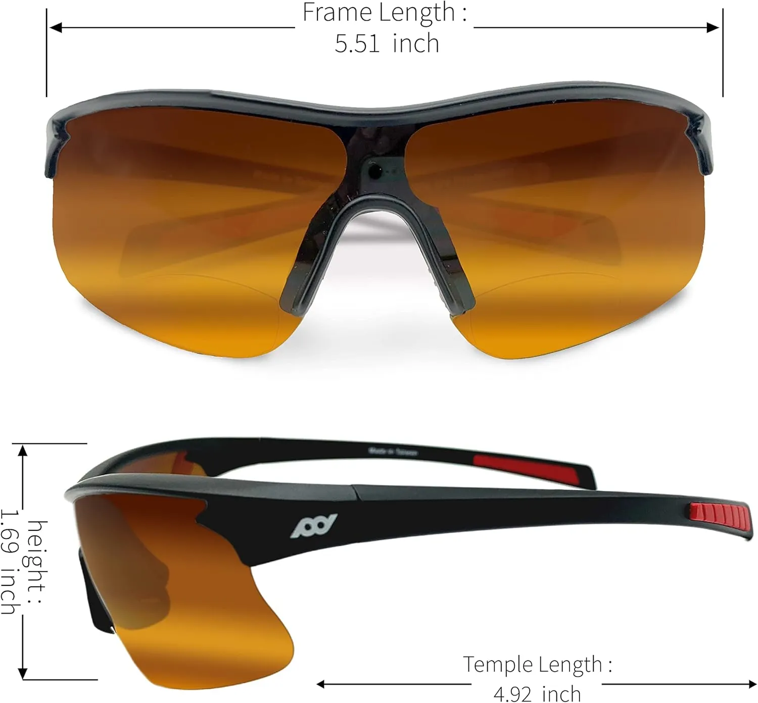 Outdoor Sports Sunglasses for Men & Women TR90 Frame Bifocal UV Protection