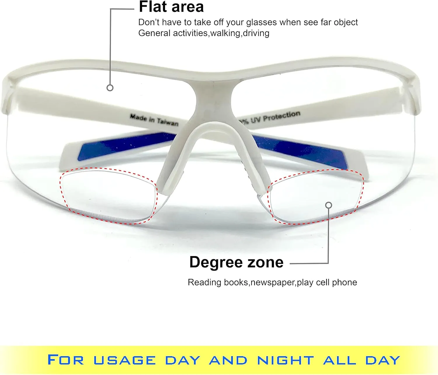 Outdoor Sports Sunglasses for Men & Women TR90 Frame Bifocal UV Protection