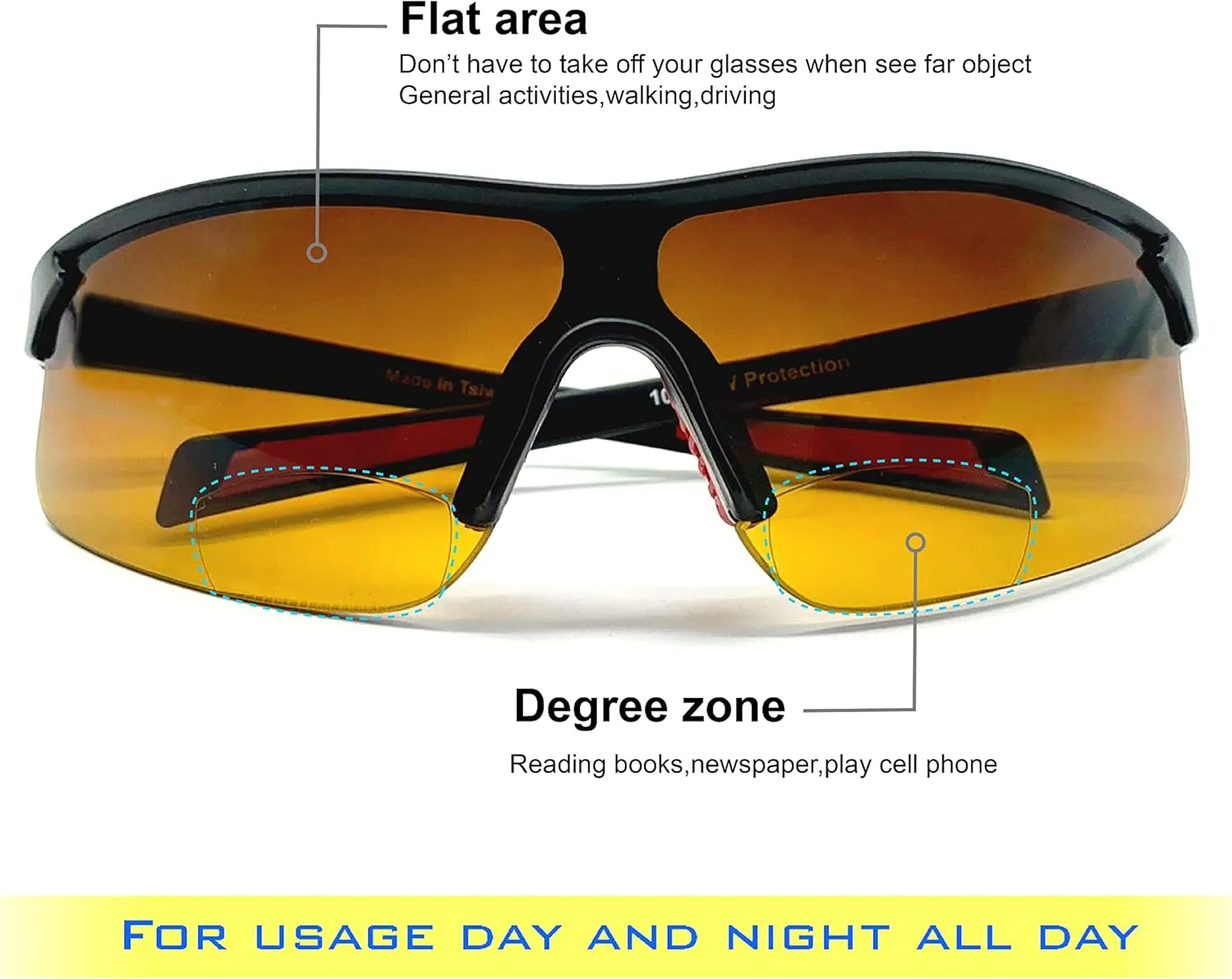 Outdoor Sports Sunglasses for Men & Women TR90 Frame Bifocal UV Protection