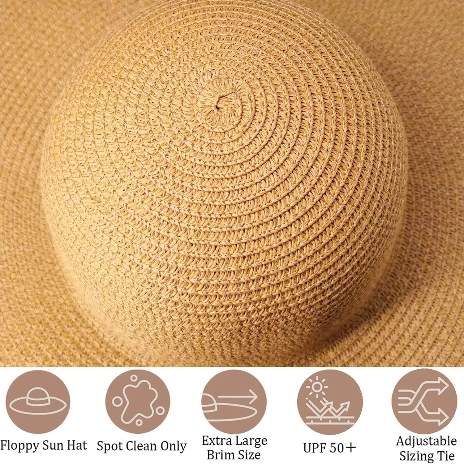 Oversized Beach Straw Hat for Women, Fashion Large Wide Brim Visor Hats Handmade Roll Up Floppy Sun Hat for Summer Beach Cap