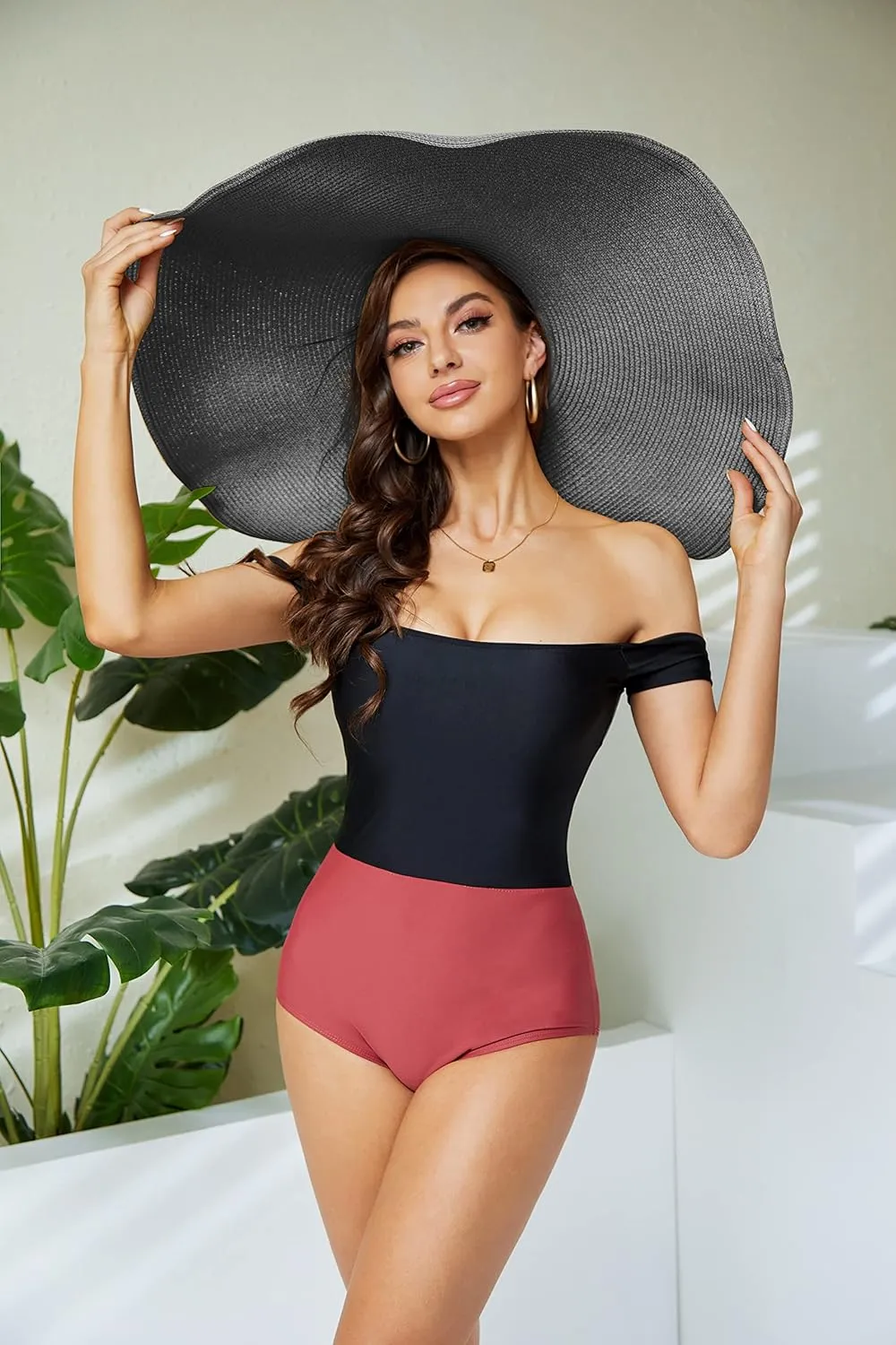 Oversized Beach Straw Hat for Women, Fashion Large Wide Brim Visor Hats Handmade Roll Up Floppy Sun Hat for Summer Beach Cap