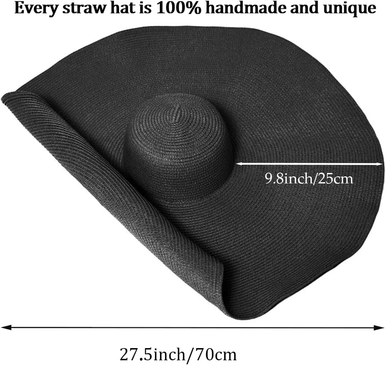 Oversized Beach Straw Hat for Women, Fashion Large Wide Brim Visor Hats Handmade Roll Up Floppy Sun Hat for Summer Beach Cap