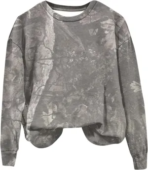 Oversized Camo Sweatshirt For Women Graphic Crewneck Pullover Leaf Print Fall Clothes 2024 Long Sleeve Tops
