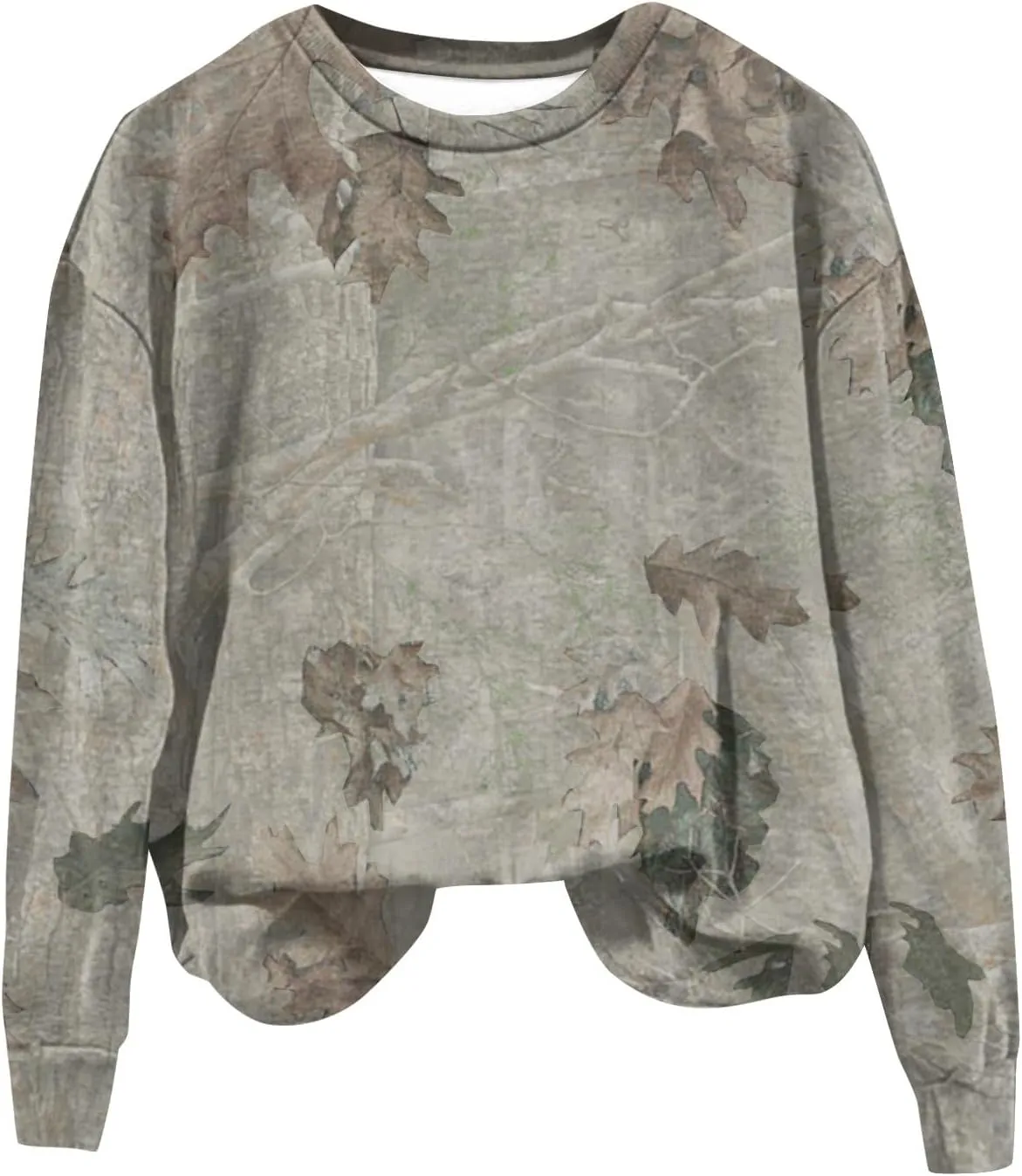 Oversized Camo Sweatshirt For Women Graphic Crewneck Pullover Leaf Print Fall Clothes 2024 Long Sleeve Tops